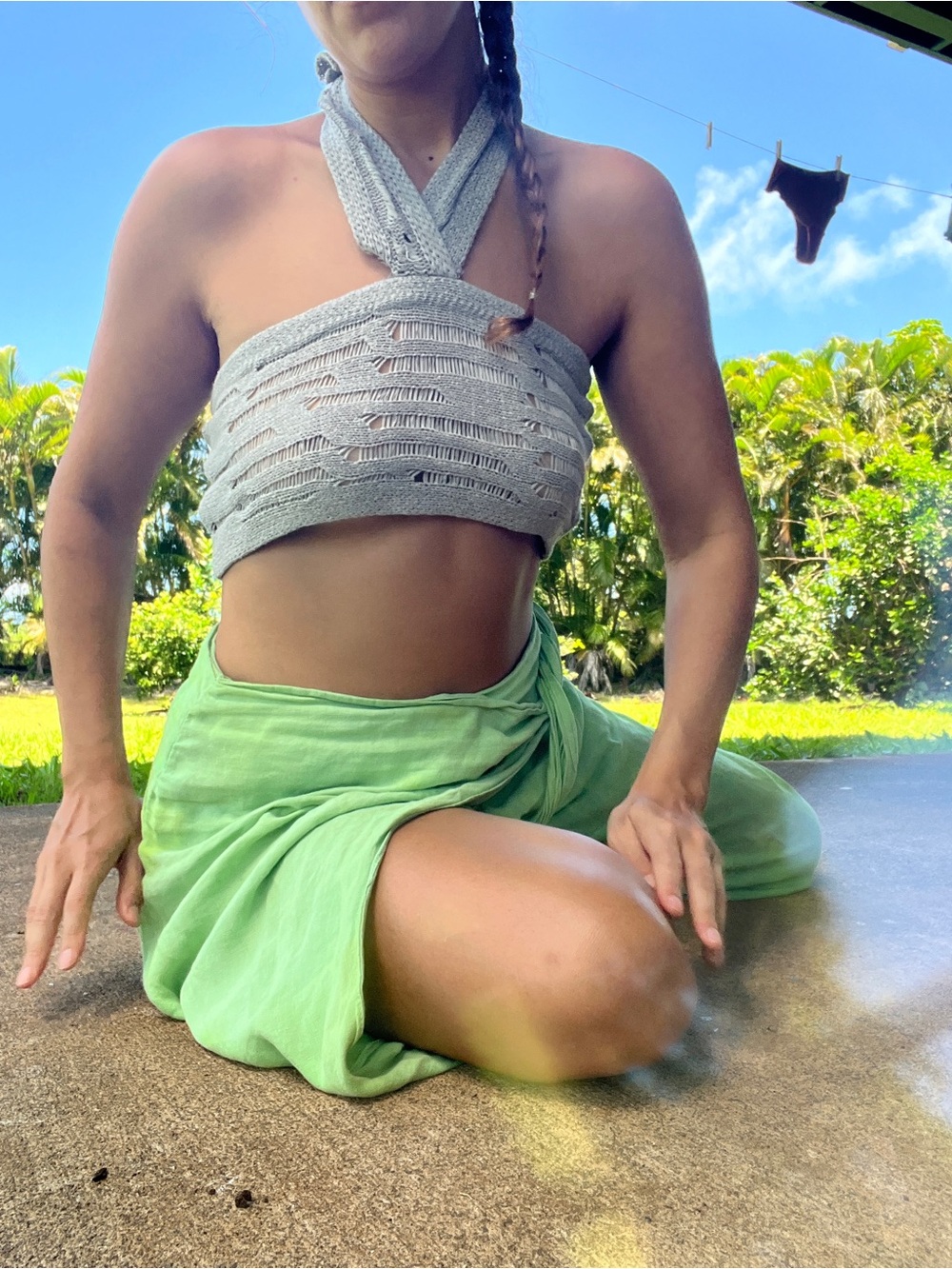 Gray Crochet Halter Top